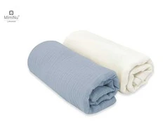 KIECZMERSKI sauskelnės 80x80 +/- 3 cm MEDVILNĖ MUSLIN medvilnė 100% kreminė/džinsai 2 vnt.
