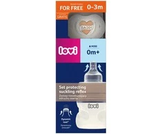 LOVI 0437d Rinkinys, kuris netrukdo čiulpti refleksinį buteliuką 150ml + čiulptukas usp. Meilė tėtis