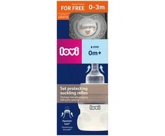 LOVI 0437m Rinkinys, kuris netrukdo čiulpti refleksinį buteliuką 150ml + čiulptukas usp. Meilės mamytė