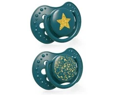 LOVI 22/892 Dinaminis silikoninis čiulptukas 0-3 m 2 vnt Stardust žalias