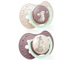 LOVI 22/913 Dinaminis silikoninis čiulptukas 0-6m 2 vnt Naktis&amp;Diena mergaitė