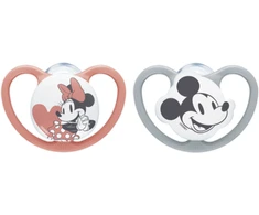 NUK 175281 čiulptukas 0-6 raminantis silikonas SPACE MICKEY MOUSE 2vnt