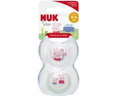 NUK 175333 čiulptukas 0-6m silikoninis PEPPA 2 vnt