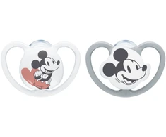 NUK 176286 čiulptukas 6-18 raminantis silikonas SPACE MICKEY MOUSE 2vnt