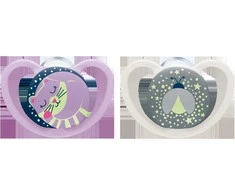 NUK 730578 Silikoninis čiulptukas 0-6m SPACE NIGHT 2 vnt.