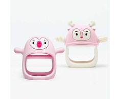 Smily Mia Baby Teethers pingvinas ir elnias šviesiai rožinės spalvos