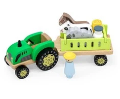 Viga Toys Viga 44680 Medinis traktorius su priekaba ir gyvūnais