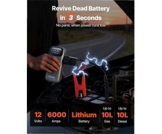 12 V nešiojamasis ličio paleidėjas 10 l benzininiams ir dyzeliniams varikliams, 3-in-1 žibintuvėlis išorinė baterija, automobilio akumuliatoriaus stiprintuvas, avarinio užvedimo dėžė, nešiojamas paleidėjas