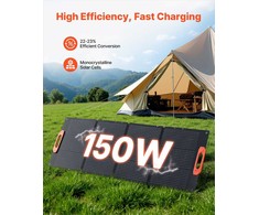 150 W sulankstoma monokristalinė saulės baterija, nešiojamas įkroviklis stovyklavimui ir žygiams, didelio efektyvumo ETFE, atsparus vandeniui 150 W saulės įkroviklis, sulankstoma saulės baterija, nešiojamas saulės generatorius