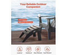 Adirondack pufas kojoms, sulankstoma lauko kėdutė kojoms, oro sąlygoms atspari HDPE kojų atrama terasai ir sodui, juoda nešiojama kojų atrama