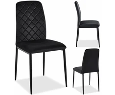 Aksominis valgomojo kėdė svetainei, dygsniuotas dizainas, juodos metalinės kojos, 90 cm aukščio, minkšta kėdė su atlošu, moderni valgomojo kėdė