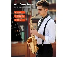 Alto saksofonas pradedantiesiems, E bemol mokinio saksofono rinkinys, aukso spalvos apdaila 23 klavišai nešiojamas dėklas, pradedančiųjų alto saksofonas, mokinio saksofonas E bemol, žalvarinis alto saksofono rinkinys