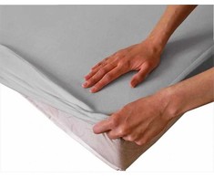 Apsauginė paklodė su guma 200x220 cm, pilka, kvėpuojanti, atspari dulkėms ir erkutėms, 25 cm čiužinio aukštis, neperšlampama paklodė