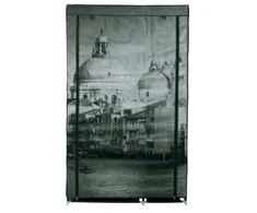 Audinio spinta su „Venice“ raštu, 8 lentynos, 100x50x170 cm, drabužių laikymo spintelė, rūbų spinta, medžiaginė spinta