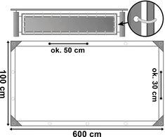 Balkono uždanga pilka 1x6 m, apsauga nuo saulės, UV filtras, HDPE, balkonų uždangalas, tvorelės uždanga