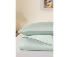 Bambukinės patalynės komplektas 140x200 cm, šalavijų žalia spalva, kvėpuojantis ir termoreguliuojantis, OEKO-TEX sertifikuotas, su užtrauktuku, vienspalvis dizainas, natūralus pluoštas