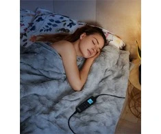 Bero Didelė elektrinė antklodė 180x160 cm, minkštas dvipusis pliušas, su LCD valdymu ir laikmačiu, skalbiamas elektrinis šildomas užtiesalas, pilka šildanti antklodė