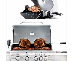 Besisukantis iešmas dujinei kepsninei, vištienos kepimui, nerūdijančio plieno 4 W elektrinis variklis 25 kg galia, besisukantis grilio iešmas, kepsninės rotisserie, dujinės kepsninės priedas, kepsnių kepimo įranga