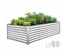Cinkuota pakeliama lysvė daržovėms ir gėlėms, sidabrinė aliuminio-cinko sodinimo dėžė, stačiakampė 2400 x 1200 x 620 mm, lengvai surenkama sodo dėžė