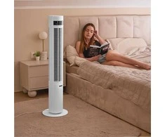 Coolwhisper Tylus koloninis ventiliatorius namų vėsinimui ir oro gryninimui, 19 dB triukšmo lygis, Wi-Fi plazminis jonizatorius, tylus pastatomas bokštinis ventiliatorius, oro cirkuliatorius