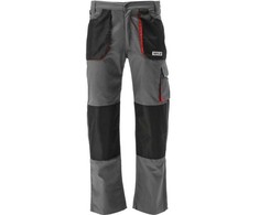 Darbo kelnės, XL dydis, su 5 kišenėmis, pilkos ir raudonos spalvos, vyrams