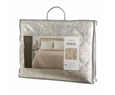 Eurofirany Dekoratyvinis užtiesalas, aksominis languotas raštas, 170x210 cm, poliesterio lovos ar sofos uždangalas, karšto spaudimo folijos spauda, minkštas pledas Lovatiesė
