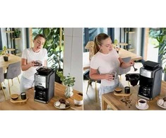 Dripflow Lašinis kavos aparatas su integruotu girnų malūnėliu namams, 1520W, 1.5 l vandens talpa, 24 valandų laikmatis, programuojamas kavos aparatas, automatinis malimas, virtuvės technika