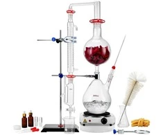Eterinių aliejų distiliavimo rinkinys, 2000 ml, su kaitinimo plokšte, laboratorinis stiklas