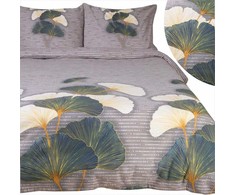 Flanelinės patalynės komplektas 180x200 cm, 100% medvilnė, šilta ir minkšta, ginkmedžio lapų raštas, užtrauktukas, rudeniui ir žiemai, miegamojo tekstilė