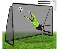 Futbolo vartai 240 x 170 cm, tvirtas tinklas, juodas plieno rėmas, treniruotėms, sodui, futbolo varteliai