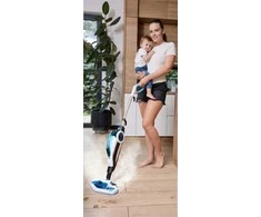 Garinis mopas ir rankinis garintuvas 2-in-1 giliam valymui, 1600W didelė galia, 15 sekundžių įkaitimas, 25 minučių veikimo laikas, garinis valytuvas, grindų plovimo įrenginys