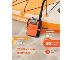 Įkraunama irklenčių pompa pripučiamoms valtims, palapinėms ir čiužiniams, dviejų pakopų pripūtimas ir išleidimas, LED lemputė, 20 psi elektrinė SUP oro pompa, nešiojamas irklenčių pripūtimo įrenginys