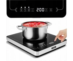 Inducto Nešiojama indukcinė kaitlentė 3000W, kempingui ir namams, 10 galios lygių, 10 temperatūros nustatymų, 22 cm kaitvietė, indukcinė viryklė, nešiojama elektrinė plytelė, galinga indukcinė plytelė maistui gaminti