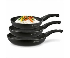 Indukcinių keptuvių rinkinys universaliam gaminimui, neprisvylanti marmuro danga, trys dydžiai 20 cm 24 cm 28 cm, indukcinių keptuvių komplektas, neprisvylančių keptuvių trio, virtuvės indų rinkinys