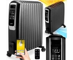 Inferno Tepalinis šildytuvas 2500W su Wi-Fi ir laikmačiu, 10 sekcijų, eco režimas, kamino efektas, išmanus alyvos radiatorius, taupantis energiją elektrinis radiatorius