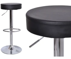 Juoda baro kėdė, dirbtinės odos apmušalai, reguliuojamas aukštis, 360° pasukama, virtuvės baro kėdė, kosmetinė kėdė, manikiūro kėdė