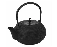 Ketaus arbatinukas su nerūdijančio plieno sieteliu, 1.8 litro juoda matinė apdaila, tradicinis arbatos virdulys, arbatinukas su infuzoriumi, ketaus virdulys arbatai plikyti