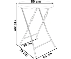 Kokteilių staliukas 80 cm, sulankstomas, apvalus, juodas, furšetų, vakarėlių stalas
