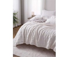 Kreminis dygliuotas mikropluošto užtiesalas, 240x220 cm, lengva muslino imitacija, 220 g/m² audinys, 120 g/m² užpildas, miegamojo ir svetainės dekorui, minkšta lovatiesė