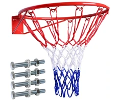 Krepšinio lankas 45 cm, tvirtinimo rinkinys, tinklas, raudonas plieno žiedas, mėgėjiškas, krepšinio lenta, sieninis lankas, vaikams, lauko
