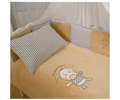 Multitex Kūdikio medvilninės patalynės komplektas 100x135 cm su dryželiais ir apsaugėle, Oeko-Tex sertifikatas, lovelės reikmenys, vaikiškas miego rinkinys