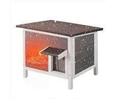 Lauko namelis katėms, atsparus oro sąlygoms, su putplasčio izoliacija, nuožulniu stogu, PVC durų atvartais, prieglauda kelioms katėms, sodo namelis katei