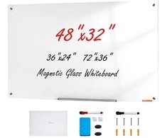 Magnetinė stiklinė lenta, 80 x 120 cm, berėmis dizainas, biurui