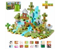 Magnetinės statybinės kaladėlės vaikams, STEM Montessori sensorinis žaislas, 150 dalių miško pilies rinkinys, kūrybiniai konstravimo kubeliai nuo 3 metų