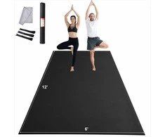 Mankštos kilimėlis, neslystantis jogos kilimėlis namų sporto salei, didelio tankio PVC, didelis 3.7 x 1.8 m fitneso kilimėlis, universalus treniruočių paviršius