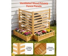 Medinė privatumo tvora sodui ir baseinui, oro kondicionieriaus uždanga su vazonais, modulinė lauko medinė pertvara, 914 x 1143 mm privatumo plokštė
