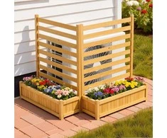 Medinė privatumo tvora sodui ir baseinui, oro kondicionieriaus uždanga su vazonais, modulinė lauko medinė pertvara, 914 x 1143 mm privatumo plokštė