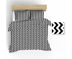 Medvilninės patalynės komplektas 180x200 cm, baltas, juodas zigzagas, minkšta medvilninė patalynė, patvarus patalynės komplektas, patalynės komplektas dvigulei lovai, raštuotas patalynės komplektas