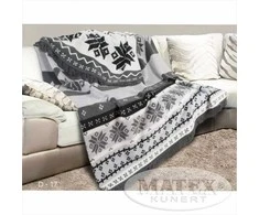 Multitex Medvilninis akrilo pledas 150x200 cm, pilkas su kutais, minkštas žieminis užtiesalas, namų dekoro aksesuaras, šiltas lovos užtiesalas