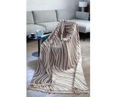 Medvilninis akrilo pledas 150x200 cm, šiltas ir minkštas, su kutais, dvipusis, smėlio kreminės spalvos, svetainei ar miegamajam, lovos užtiesalas